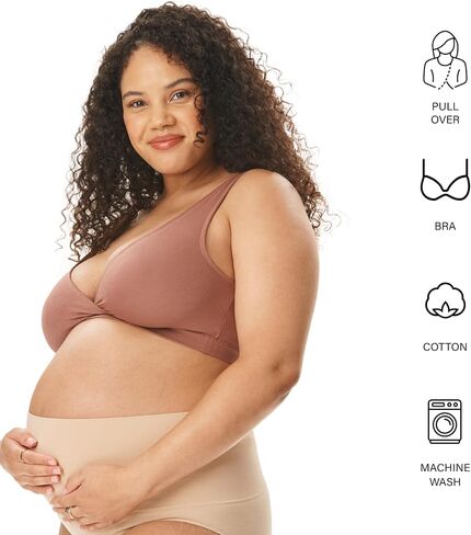 Motherhood Maternity Women's Soft Cotton Spandex Wrap Front Maternity & Nursing Sleep Bralette Bra S-3x in Saudi Arabia