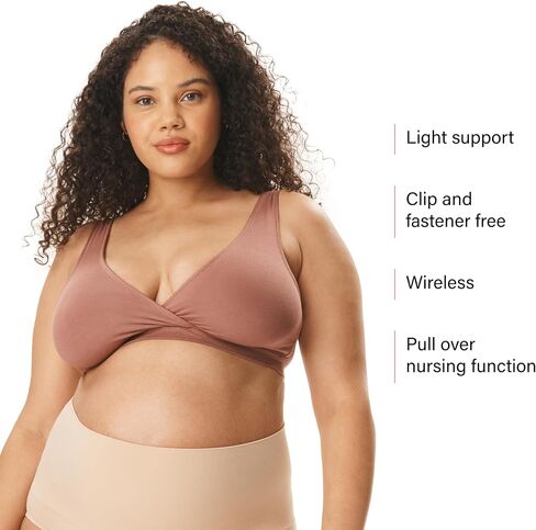 Motherhood Maternity Women's Soft Cotton Spandex Wrap Front Maternity & Nursing Sleep Bralette Bra S-3x in Saudi Arabia