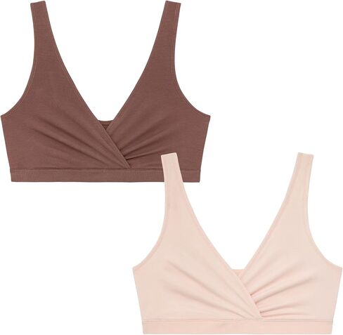 Motherhood Maternity Women's Soft Cotton Spandex Wrap Front Maternity & Nursing Sleep Bralette Bra S-3x in Saudi Arabia