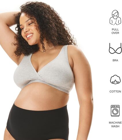 Motherhood Maternity Women's Soft Cotton Spandex Wrap Front Maternity & Nursing Sleep Bralette Bra S-3x in Saudi Arabia