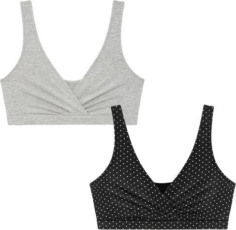 Motherhood Maternity Women's Soft Cotton Spandex Wrap Front Maternity & Nursing Sleep Bralette Bra S-3x in Saudi Arabia