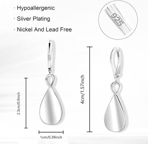 925 Sterling Silver Teardrop Dangle Earrings for Women Leverback Drop Dangle Earrings Jewelry Hypoallergenic Sterling Silver Teardrop Earring for Women Gifts in Saudi Arabia