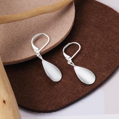 925 Sterling Silver Teardrop Dangle Earrings for Women Leverback Drop Dangle Earrings Jewelry Hypoallergenic Sterling Silver Teardrop Earring for Women Gifts in Saudi Arabia