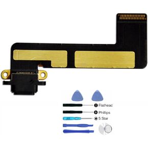 (md0410) Black USB Charging Port Charge Dock Connector Charger Flex Ribbon Cable Replacement Part Compatible for Ipad Mini Model A1432 A1454 A1455 + Tools Kit