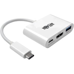 Tripp Lite USB C to HDMI Multiport Video Adapter Converter 4K x 2Kw/ USB-A Hub, & USB-C PD Charging, Thunderbolt 3 Compatible, USB Type C, USB-C, USB Type-C (U444-06N-H4U-C)