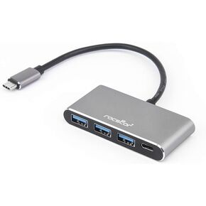 Rocstor Y10A200-A1 Premium USB C Hub - 4 Port USB-C to USB-A (3X) and USB-C (1x) - Bus Powered USB Hub - Port Expander - USB Type C External 4 USB Port(s), Aluminum Charcoal Grey