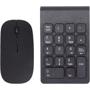 Wireless Numeric Keypad and Mouse Combo, 2.4G Rechargeable 18 Keys Number Pad and 1200 DPI Mouse Set with Receiver, for Laptop Notebook Desktop PC Computer, Compatible with Windows