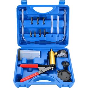 2 in 1 Handheld Vacuum Pump Brake Bleeder Kit for Motorcycle, 16 pcs Brake Fluid Bleeder Oil Change Hand Held Vacuum Pistol Pump Tester Kit for Bike Car Truck (Blue)