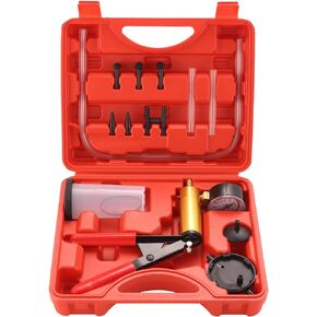 2 in 1 Handheld Vacuum Pump Brake Bleeder Kit for Motorcycle, 16 pcs Brake Fluid Bleeder Oil Change Hand Held Vacuum Pistol Pump Tester Kit for Bike Car Truck (Blue)