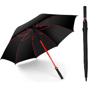 مظلة غولف أوتوماتيكية مفتوحة مقاس 56 بوصة مقاومة للمطر والرياح وحماية من الأشعة فوق البنفسجية، مظلة كبيرة مثالية لعصا السيارة، مظلة سوداء للأعمال من أجل 2-3 أشخاص، مع إطار من الألياف الزجاجية المعززة ومقبض مانع للانزلاق in Kuwait