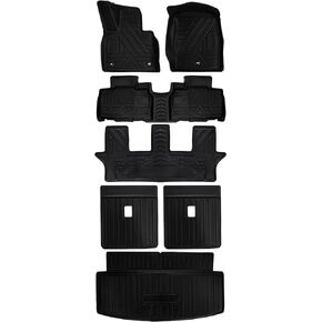 Floor Mats & Cargo Liner Compatible for 2020-2023 Ford Explorer Black Deep Dish All-Weather 7 Passenger Mats Heavy-Duty Waterproof Floor Liner for Cars - 5 Piece