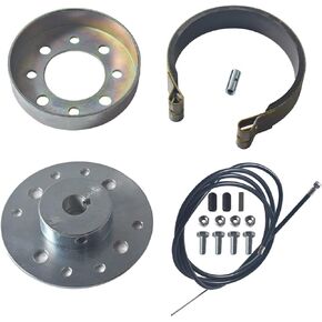 4" Drum Brake Band Pin Brake 65" Cable Steel Sprocket Brake Hub 5/8" Bore 3/16" Keyway for Mini Bike 212cc 196cc 6.5hp Dune Buggies Drift Trike Heavy Duty Go Kart Cart with Hardware Kit