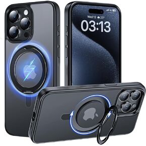 TAURI 5 in 1 for iPhone 15 Pro Max Case 360 Black, [Military-Grade Drop Protection] Slim Shockproof Phone Lanyard Case 6.7 inch