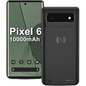 حافظة شحن لاسلكية لهاتف Google Pixel 7 Pro، حافظة بطارية محمولة قابلة لإعادة الشحن بسعة 10000 مللي أمبير في الساعة، حافظة شحن لاسلكية Qi Pixel 7 Pro ممتدة باللون الأسود