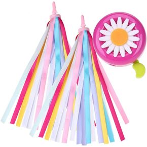 Girl's Bike Bell + Streamer Set, Kid's Bike Bell with Streamers Children's Bike Accessory Gift Set for Bicycle Front Handlebar