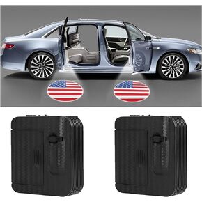 2PCS Cool Car Door Lights Logo Projector,HD Car Welcome Door Light Courtesy Lights,Universal Car Door Projector Lights Car Light Accessories for Most Cars SUVs RVs (Black Flag)