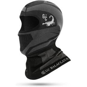 GCBalaclava Motorcycle Balaclava Helmet Liner Full Face Mask Winter Sports Thermal Headwear GC Technology Outdoor Grey, Black
