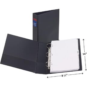 Avery Legal-Size Durable 3 Ring Binder, 2" Round Rings, Holds 8.5" x 14" Paper, 1 Black Binder (06401)