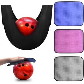 BROTOU 3 Pack 10"x 8" Bowling Shammy Pad with EZ Grip Dots, Bowling Ball Towel Microfiber Bowling Seesaw Bag, Non-Slip Bowling Polishers Bag Bowling Cleaner Towel for Cleaning Dirt/Oil