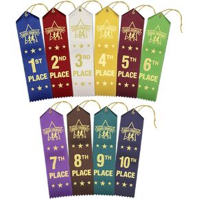 RibbonsNow Cross Country Ribbons 1st - 10th Place, 20 Total Ribbons (2 Each Place) with Card & String