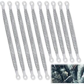 10pcs Universal Automotive Ground Straps, 10/12 inch Engine Ground Strap Kit Braided Copper Ground Straps Automotive Ground Strap Wire Ground Strap Connectors for Most Cars (Silver)