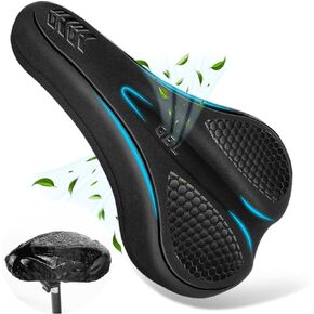 Bike Seat Cushion, Padded Gel Bike Seat Cover for Women/Men, Comfort Bike Seat Cover for Peloton Bike, Mountain/Spin/Road/City/Electric Bikes, Bicycle Seat Cushion for Outdoor & Indoor