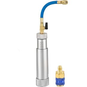 ATPEAM A/C Oil and Dye Injector with Snap Quick Coupler 2 OZ Hand Turn Screw-in Air Conditioning Coolant Filling Tube Injection Tool with 1/4'' SAE Connector for R410A R134A R22 R12 Refrigerant System