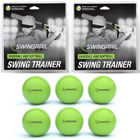 2-Pack of SWINGRAIL Swing Trainers and 6-Pack of Weighted Training Balls