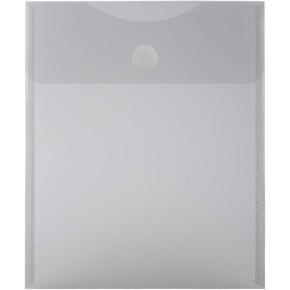 JAM PAPER Plastic Expansion Envelopes with Hook & Loop Closure - Letter Open End - 9 3/4 x 11 1/2 - Smoke - 12/Pack