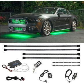 LEDGlow 4pc Million Color Multi-Color LED Underbody Underglow & 2pc Interior Footwell Accent Lighting Kit for Cars - 18 Solid Colors - 12 Unique Patterns - Music Mode - Includes Control Box & Remote