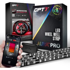 OPT7 Aura PRO Bluetooth Wheel Well LED Kit | 4pc Complete 24" Smart-Color Strips w/SoundSync & Door Assist - App Enabled- iOS & Android