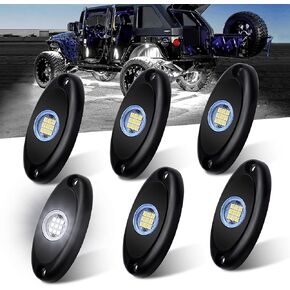 Rock Light 6 Pods Waterproof Blue LED Lights for car's underbody Decoration Aluminum Housing, Underglow LED Lights for Jeep Trucks SUV ATV Boat (Blue 6 Pcs)