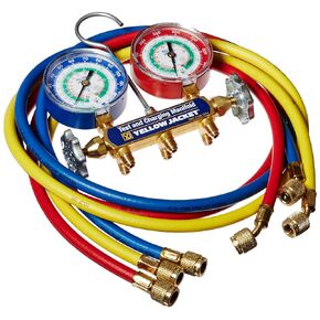 Yellow Jacket 42007 Series 41 Manifold with 3-1/8" Gauge, 60" Plus II Standard Fittings, psi, R-12/22/134A