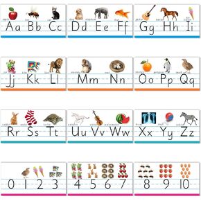 Zonon Alphabet Bulletin Board Set Manuscript ABC Number Line Wall Decorations for Pre School, Kindergarten Classroom Playroom Bedroom Nursery Decorations for Children Kids Teens Including Numbers 0-10