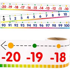 Number Line Bulletin Board Border -20 to 100 Classroom Decoration Set 36ft 1 Roll for Math Classes