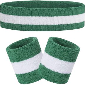 Sweatbands Set, Headband and Wrist Sweatbands, Cotton Sweat Band for Athletic Men and Women, Sweatbands Sports Headbands for Working Out, Running, Basketball, Tennis, Yoga