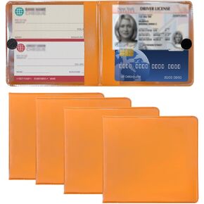 Augeny 2 PCS Car Insurance and Registration Holder, 5.2"× 4.7" Essential Leather Auto Glove Box Organizer with Closure, Universal Vehicle Interior Card Storage for Men Women (Black)