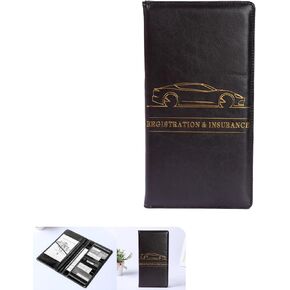 1 PC Car Registration and Insurance Card Holder, Important Document Leather Protective Cover,Business Card Wallet Storage Holder, Universal for Most Car Accessories (Black)