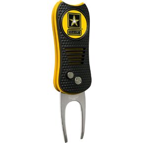 Team Golf Military Army Retractable Divot Tool Switchblade Divot Tool with Double-Sided Magnetic Ball Marker, Features Patented Single Prong Design, Causes Less Damage to Greens, Switchblade Mechanism