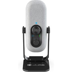 JLab Go Talk USB Microphone, White, USB-C Output, Cardioid or Omnidirectional, 96k Sample Rate, 20Hz, 20kHz Frequency Response, Volume Control and Quick Mute, 3.5mm AUX, Plug and Play