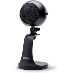 ميكروفون Movo WebMic USB مع حامل سطح المكتب باللون الأسود - ميكروفون كمبيوتر بمكثف قلبي لأجهزة الكمبيوتر الشخصية وأجهزة Mac مع كسب ميكروفون، ومراقبة سماعة الرأس - للألعاب، والبودكاست، والبث، ومؤتمرات الفيديو