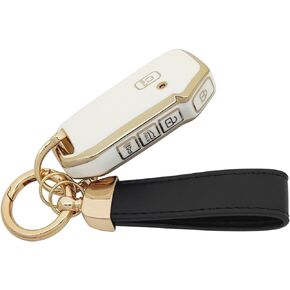 TPU Car Protector Key Fob CoverCase with Chain for Kia 2020-2022 Soul 2019-2021 Forte 2020-2021 Telluride K5 2021-2022 Seltos NIRO Sportage Sorento Smart Remote Key Fob (Black)