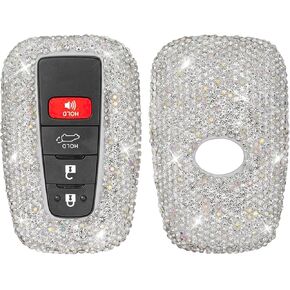 Elegananccy for Toyota Key Fob Cover, Soft Full Protection Key Case Shell with Keychain Compatible with Camry RAV4 Highlander Avalon C-HR Prius Corolla GT86 Smart Key (White)
