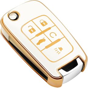 FEYOUN Key Fob Cover Compatible with Chevy Chevrolet Equinox Camaro Cruze Malibu Sonic Volt Spark Impala Buick Encore Allure TPU Remote Keyless Key Fob Case Protection Shell Accessories, Black