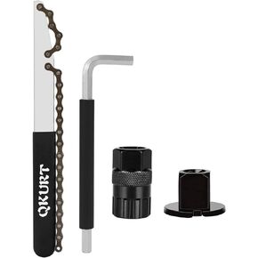 Chain Whip Tool Kit, Bicycle Cassette Removal Tool+Auxiliary Wrench+Cassette Lockring Tool with Pin+Sprocket Remover-Black