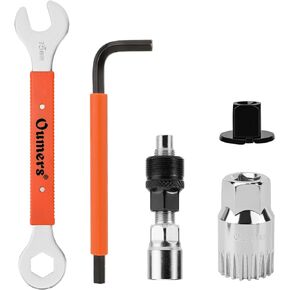 Oumers Bike Crank Puller Tool Set, Bike Crank Extractor Bottom Bracket Remover 15mm Pedal Wrench 16mm Hex Allen Wrench Square Head Kit for Removing Bicycle Crank/Bike Crankset Tool