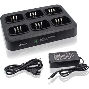 6-Way Multi Unit Charger Compatible for TYT MD380 MD-380 MD-UV380 MD-380U MD-380V MD-380GPS Retevis RT3 RT3S Handheld Two Way Radio