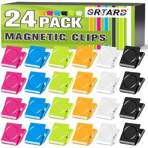 Grtard 6 Pck Magnetic Clips Heavy Duty, Fridge Magnets Clips, Strong Magnets for Whiteboard, Refrigerator, Home, School, Office (Black)