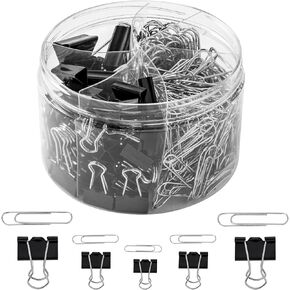340PCS Paper Clips Binder Clips Teacher Supplies Teacher Supplies for Classroom Paperclips Small Binder Clips Paper Clips Assorted Sizes (Black)