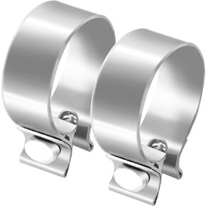 2PCS 1.75" Exhaust Clamp,1-3/4 In Butt Joint Narrow Band Muffler Seal Clamp Stainless Steel Connection